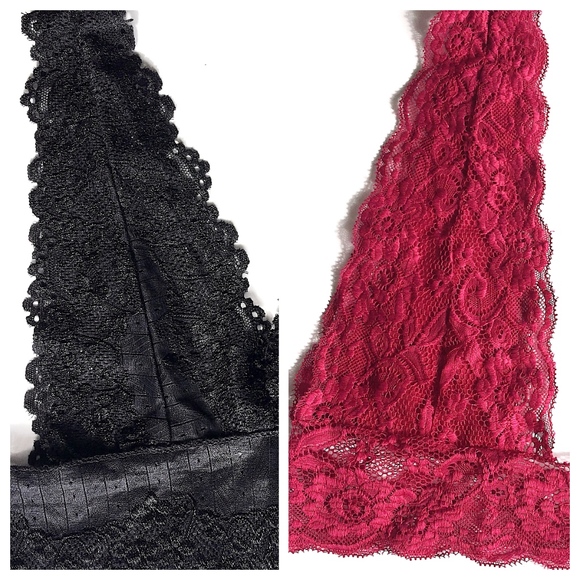 Other - Set of 2 Lace Bralettes Black Tank + Maroon Halter